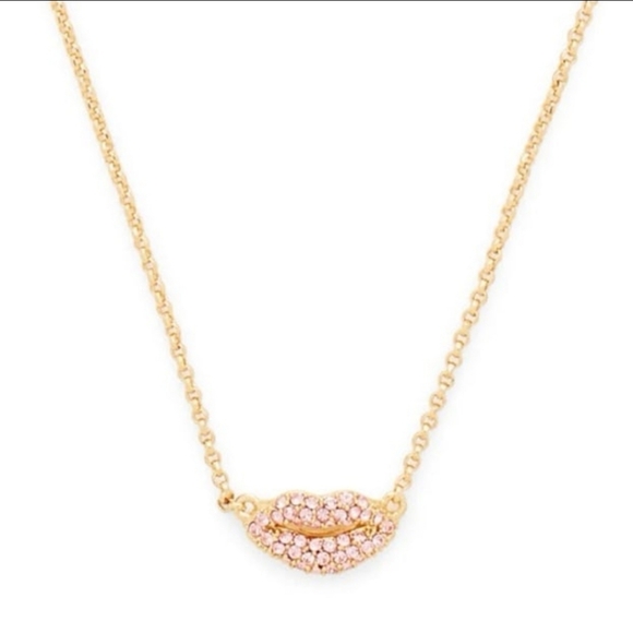 kate spade Jewelry - Kate Spade Pink and Gold Lip Kiss Kiss Necklace